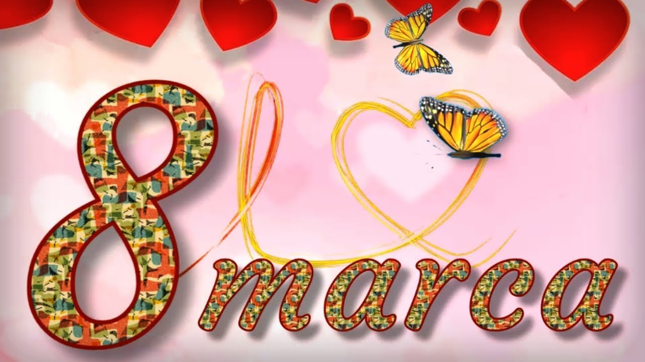 Kolorowa kartka z napisem 8 marca